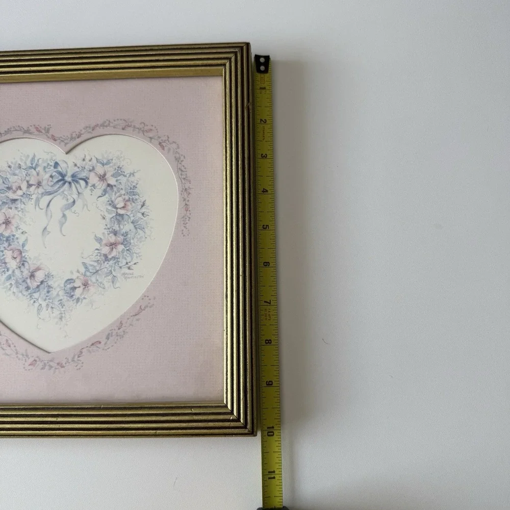 Vintage HOMCO‎ Home Interiors Floral Heart Picture with Gold Frame Cottage Core